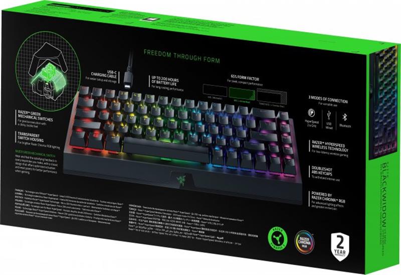 Клавіатура бездротова Razer BlackWidow V3 Mini Hyperspeed Green Switch Black (RZ03-03891600-R3R1)