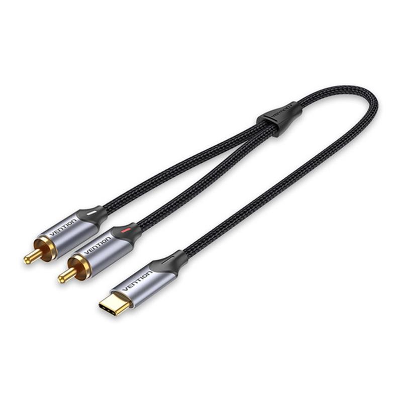 Кабель Vention 2хRCA - USB Type-C (M/M), 2 м, Black (BGUHH)