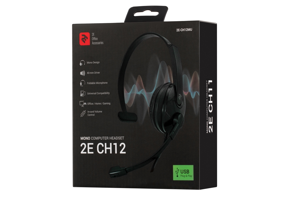 Гарнітура 2E CH12 On-Ear USB Black (2E-CH12MU)