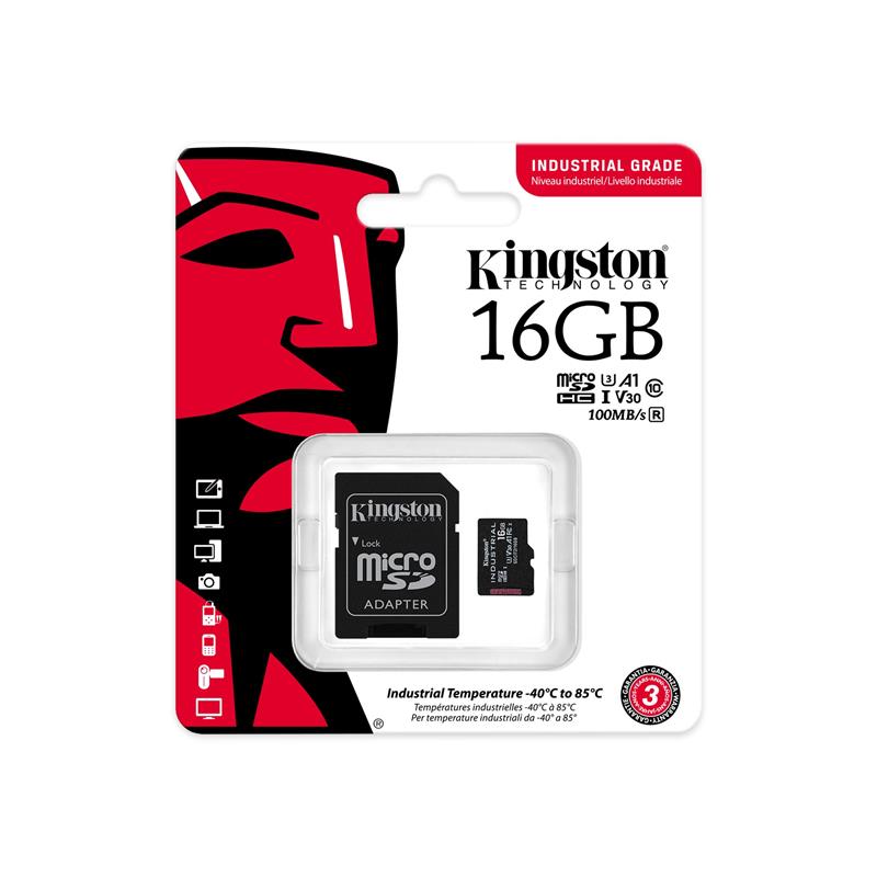 Карта пам`ятi MicroSDHC 16GB UHS-I/U3 Class 10 Kingston Industrial + SD-adapter (SDCIT2/16GB)