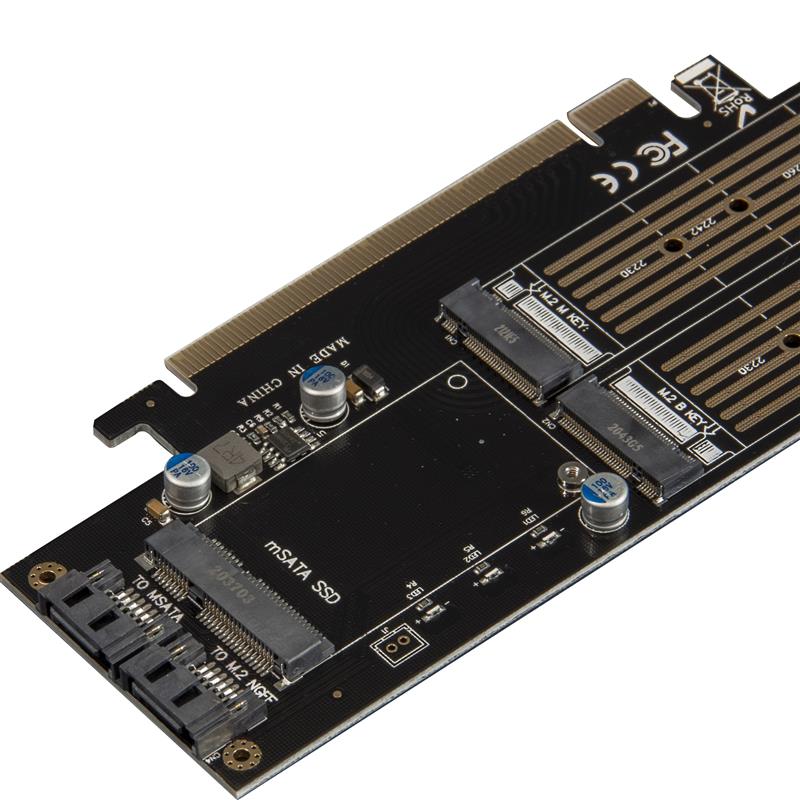 Контролер Frime (ECF-PCIEtoSSD009.LP) PCI-E-2хM.2 (B&M Key)+1хmSATA