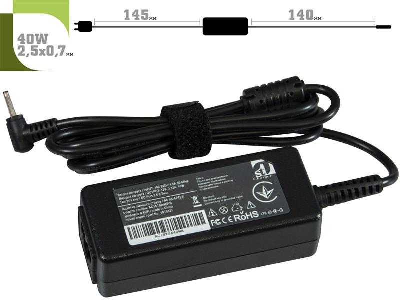 Блок живлення 1StCharger для ноутбука Samsung 12V 40W 3.33A 2.5х0.7мм + каб.живл. (AC1STSA40WB)