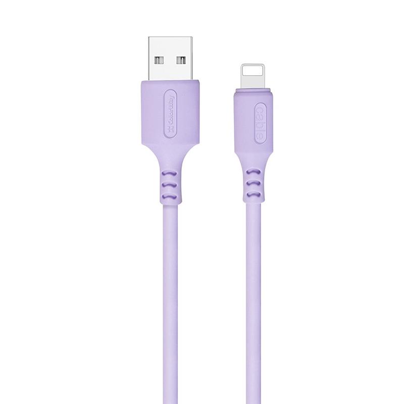 Кабель ColorWay USB - Lightning (M/M), soft silicone, 2.4 А, 1 м, Purple (CW-CBUL044-PU)