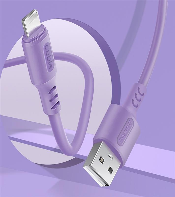 Кабель ColorWay USB - Lightning (M/M), soft silicone, 2.4 А, 1 м, Purple (CW-CBUL044-PU)