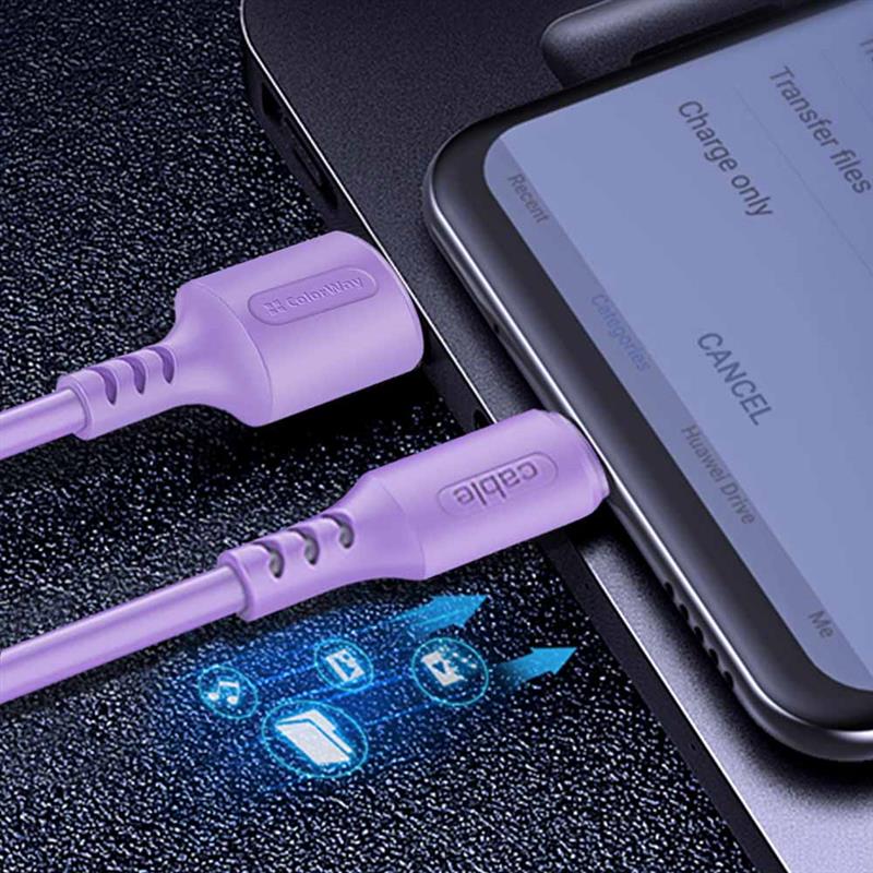 Кабель ColorWay USB - micro USB (M/M), soft silicone, 2.4 А, 1 м, Purple (CW-CBUM044-PU)