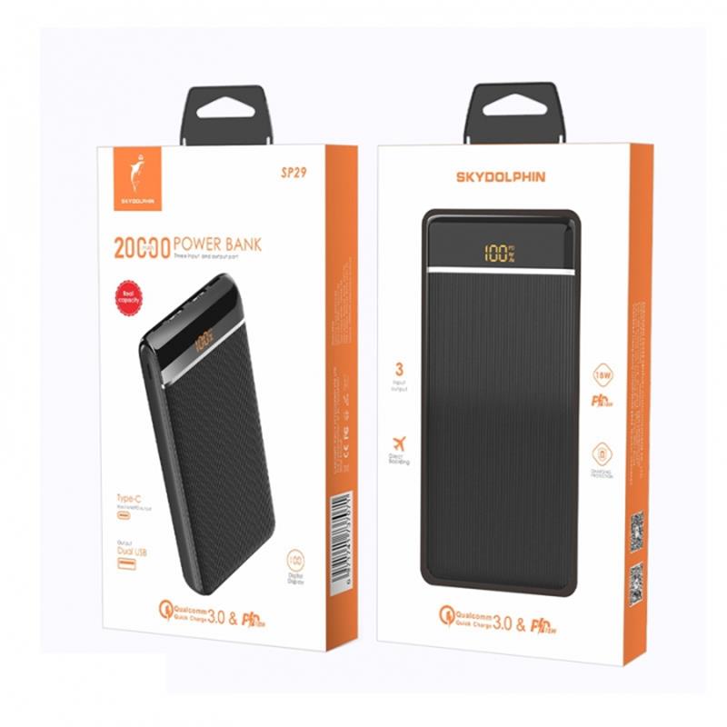 Універсальна мобільна батарея SkyDolphin SP29 PD+QC3.0 20000mAh Black (PB-000091)