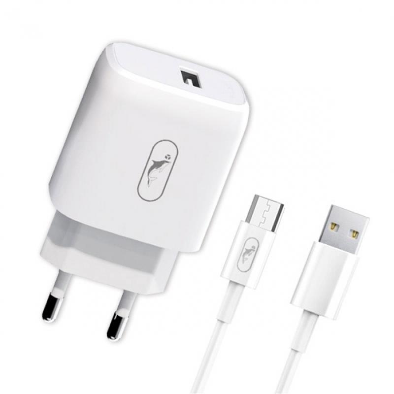 Зарядний пристрій SkyDolphin SC22EV (1USB, 2.1A) White (MZP-000160) + кабель microUSB