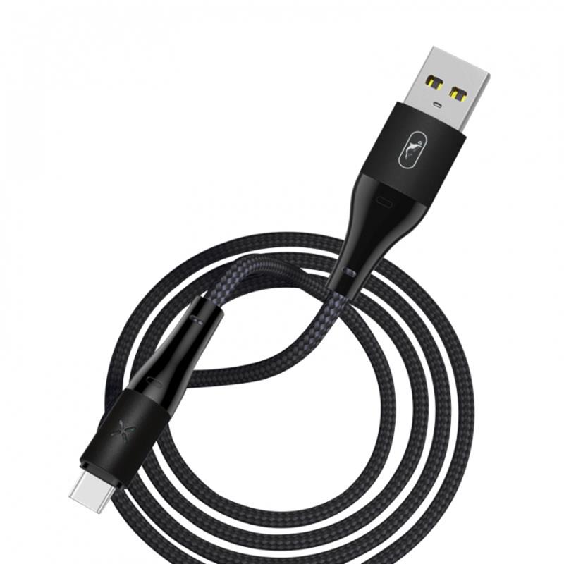 Кабель SkyDolphin S49T LED Aluminium Alloy USB - USB Type-C (M/M), 1 м, Black (USB-000569)