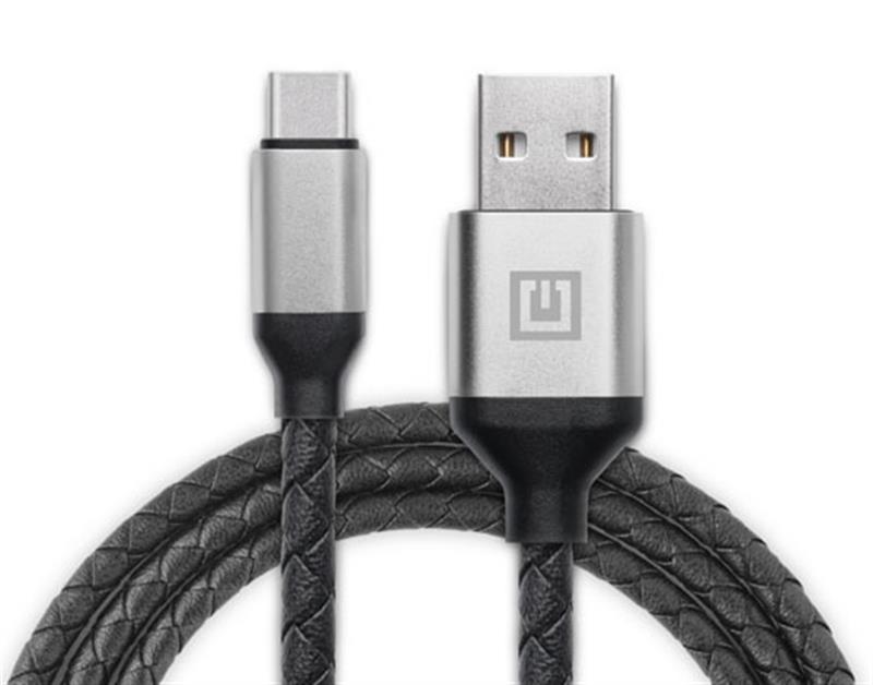 Кабель REAL-EL Premium Leather USB - USB Type-C (M/M), 1 м, Black (EL123500049)