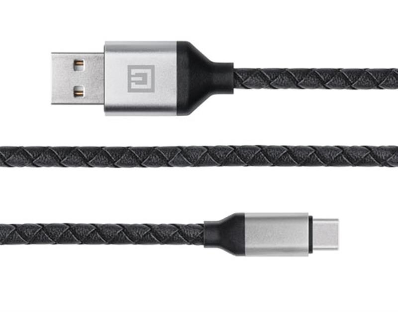 Кабель REAL-EL Premium Leather USB - USB Type-C (M/M), 1 м, Black (EL123500049)