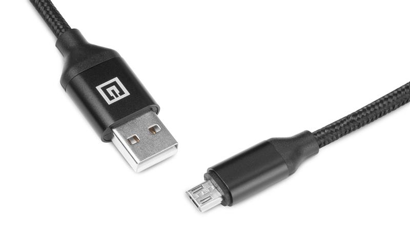 Кабель REAL-EL Premium Fabric USB - micro USB (M/M), 2 м, Black (EL123500048)