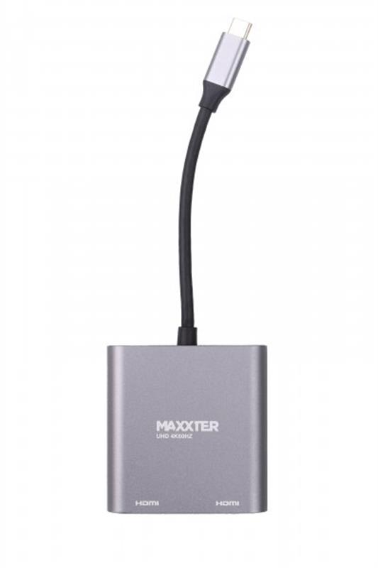 Адаптер-перехідник Maxxter 2хHDMI - USB Type-C V 2.0 (F/M), 0.1 м, Grey (V-CM-2HDMI)