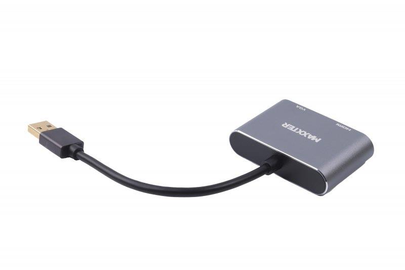 Адаптер-перехідник Maxxter USB - HDMI+VGA (M/F), Grey (V-AM-HDMI-VGA)