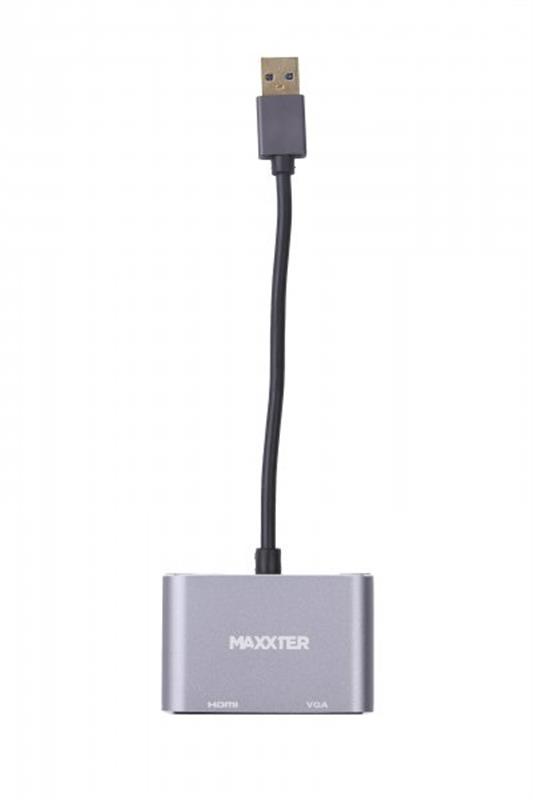 Адаптер-перехідник Maxxter USB - HDMI+VGA (M/F), Grey (V-AM-HDMI-VGA)