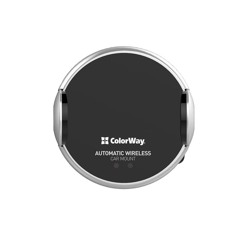 Тримач автомобільний+бездротовий ЗП ColorWay AutoSense Car Wireless Charger 2 15W Black (CW-CHAW036Q-BK)