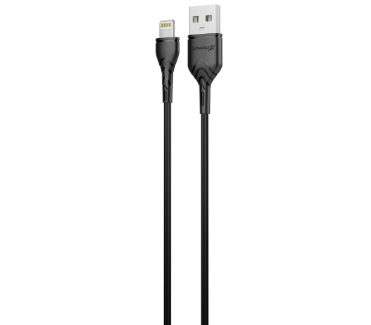 Кабель Grand-X USB - Lightning (M/M), Cu, 2.1 A, 1 м, Black (PL01B)