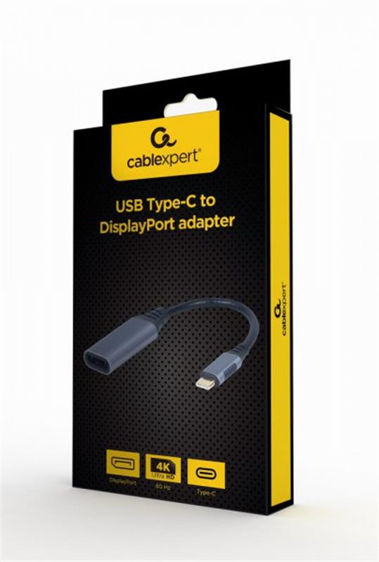 Адаптер Cablexpert DisplayPort - USB Type-C (F/M), 0.15 м, Black (A-USB3C-DPF-01)