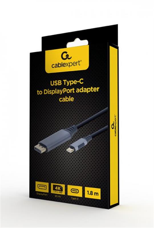 Кабель Cablexpert (CC-USB3C-DPF-01-6) USB-С-DisplayPort, 4K 60Hz, 1.8 м, Black