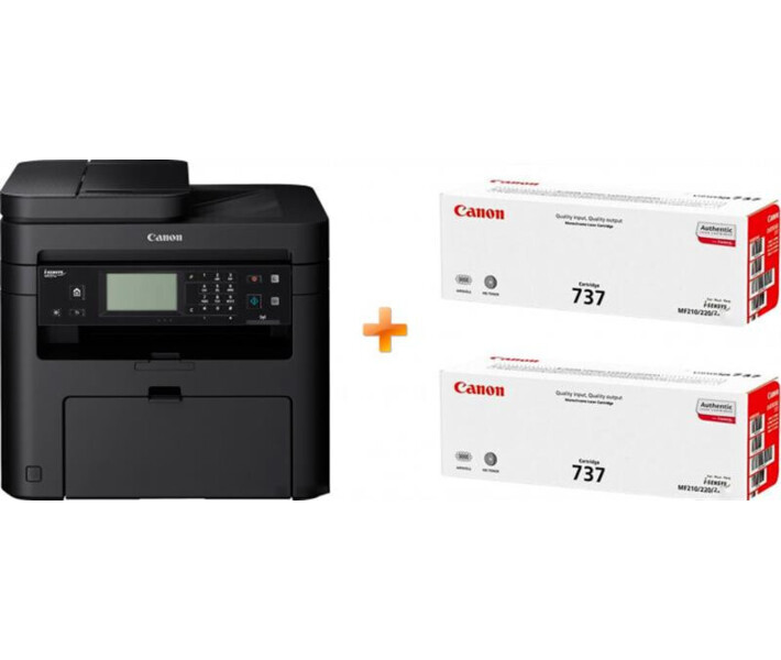 Багатофункційний пристрій А4 ч/б Canon i-SENSYS MF237w з Wi-Fi (1418C161AA) + 2 картриджа Canon 737