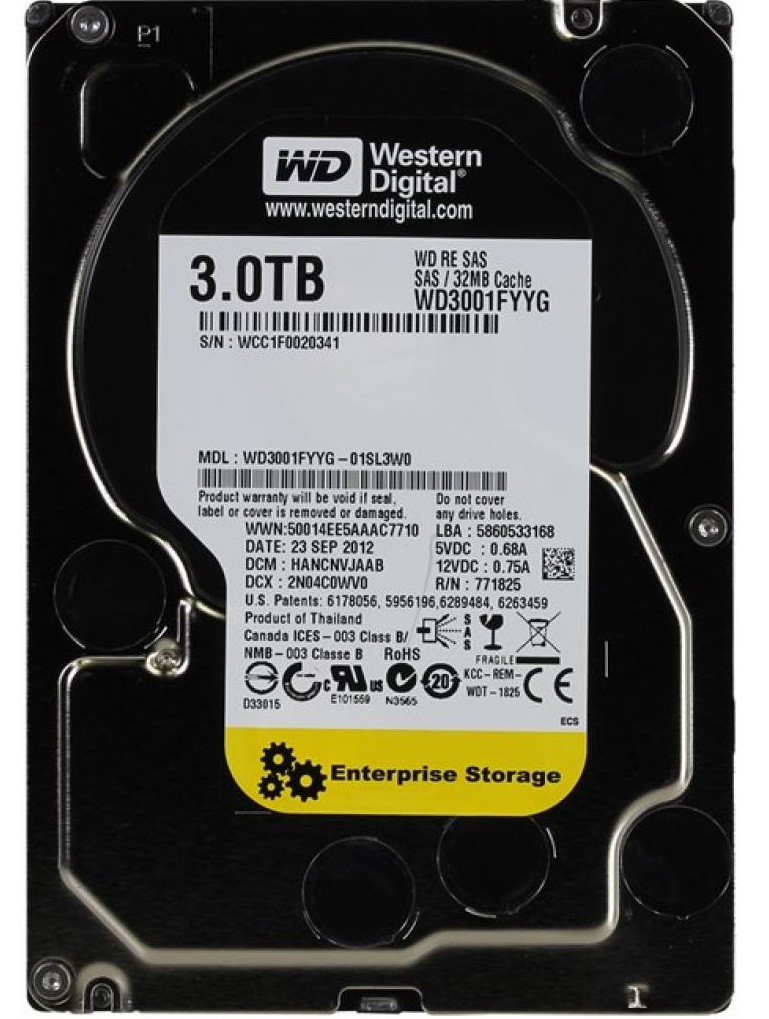 Накопичувач HDD SAS 3.0TB WD Enterprise Class 7200rpm 32MB (WD3001FYYG)