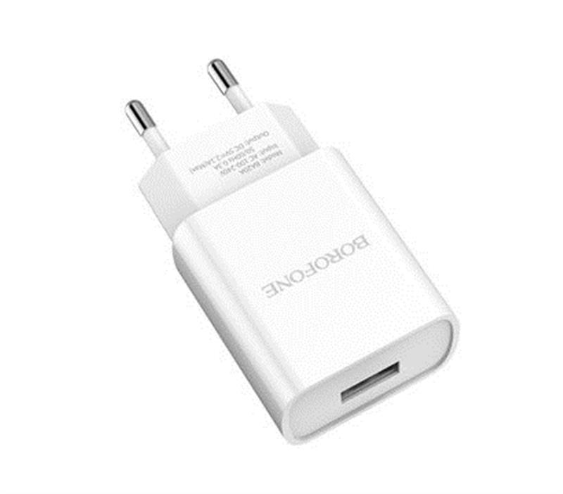 Зарядний пристрій Borofone BA20A Sharp Single USB 2.1A White (BA20ACW) + кабель Type-C