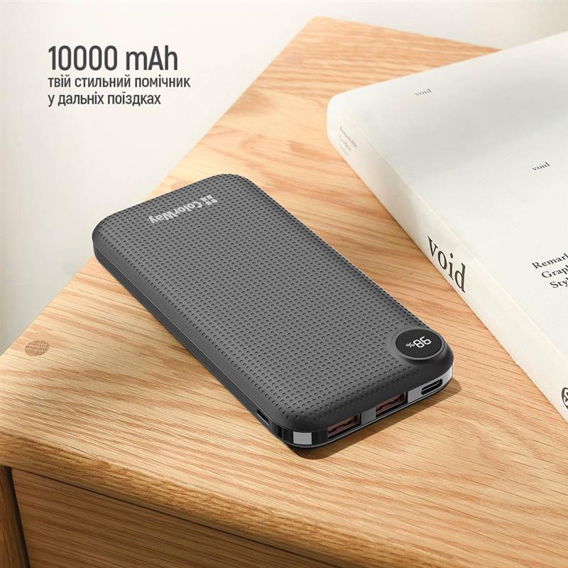 Універсальна мобільна батарея ColorWay LCD 10000mAh Black (CW-PB100LPI3BK-PDD)