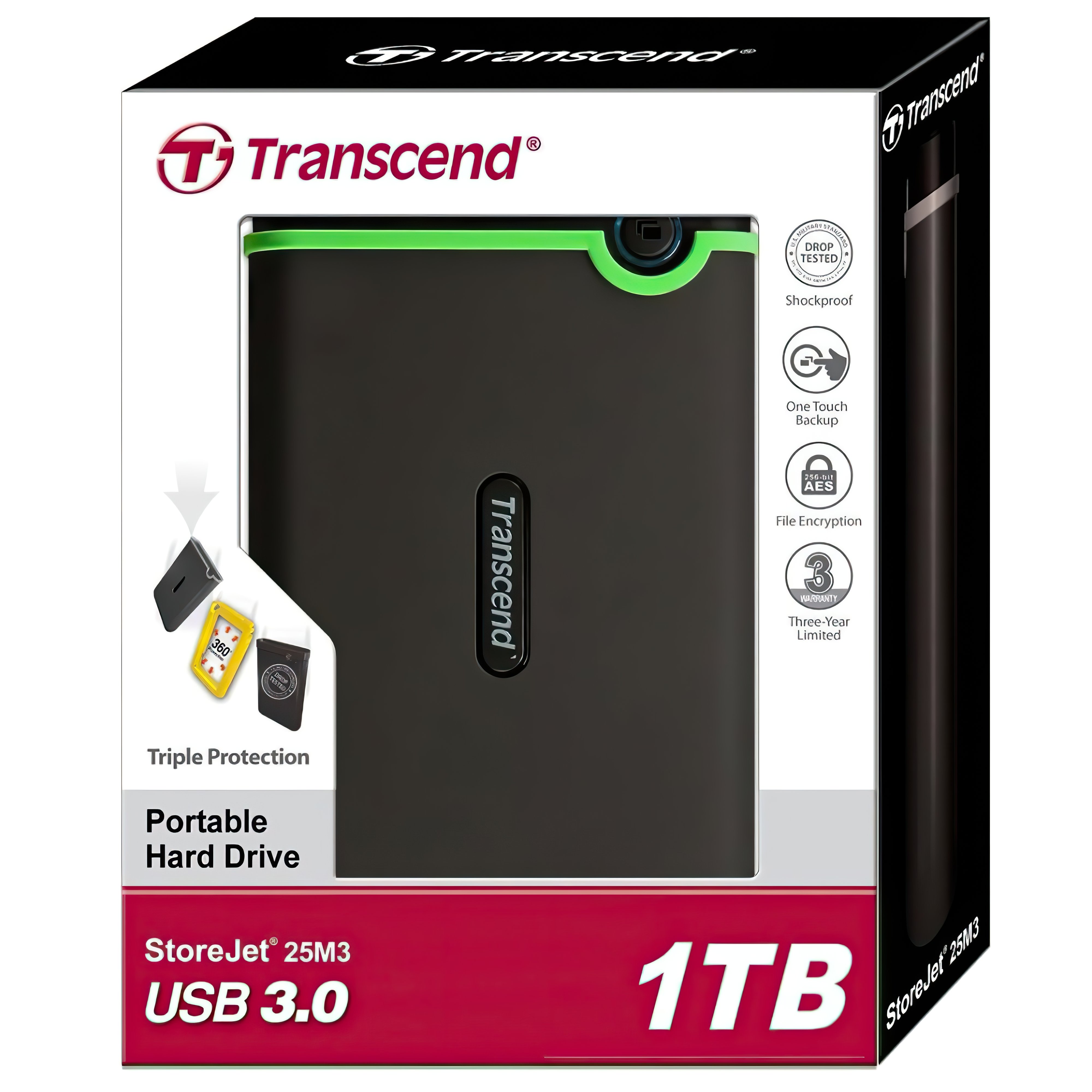 Накопичувач зовнiшнiй HDD 2.5" USB 1.0TB Transcend StoreJet 25M3 Iron Gray Slim (TS1TSJ25M3S)