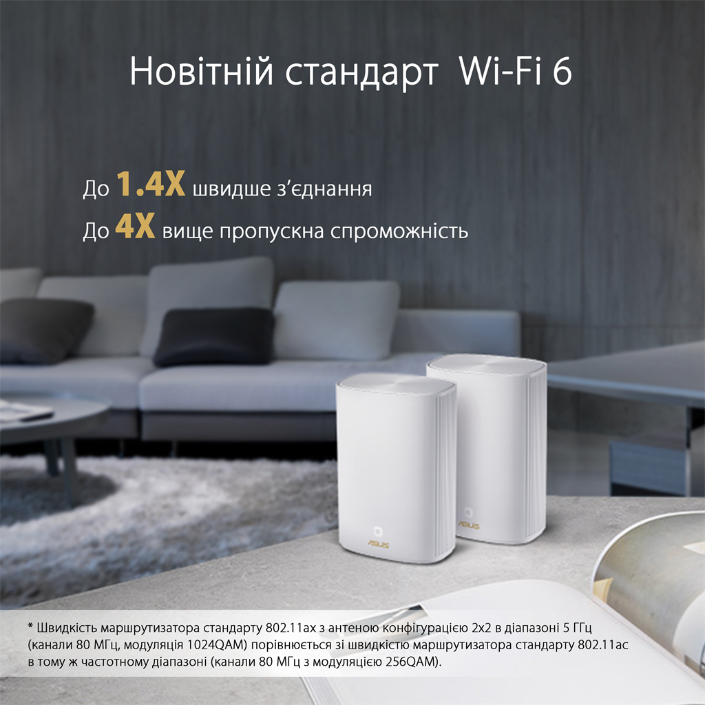 Wi-Fi Mesh система Asus ZenWiFi AX Hybrid (XP4) 2pk White (90IG05T0-BM9110)