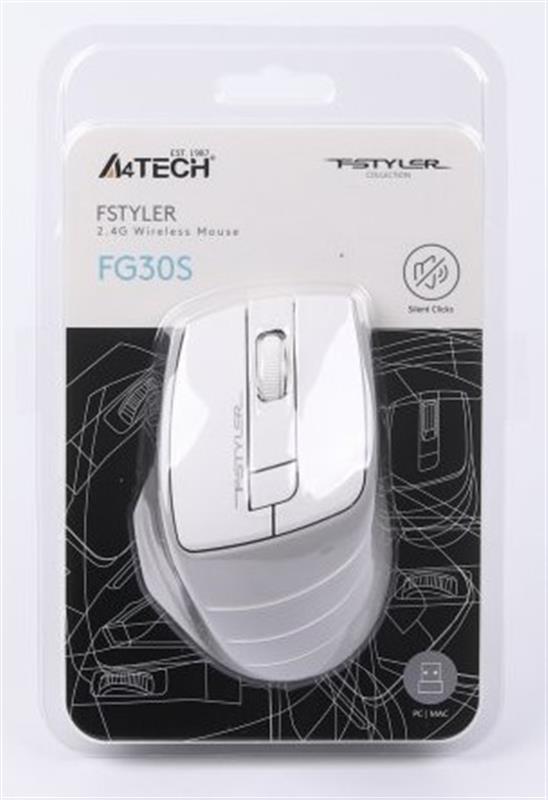 Миша бездротова A4Tech FG30S Grey/White