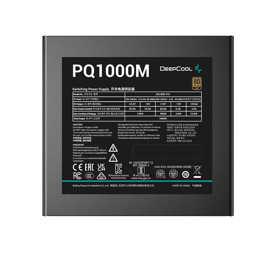 Блок живлення DeepCool PQ1000M (R-PQA00M-FA0B-EU) 1000W