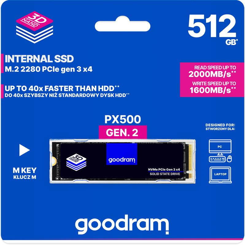 Накопичувач SSD 512GB Goodram PX500 M.2 2280 PCIe 3.0 x4 NVMe 3D TLC (SSDPR-PX500-512-80-G3)