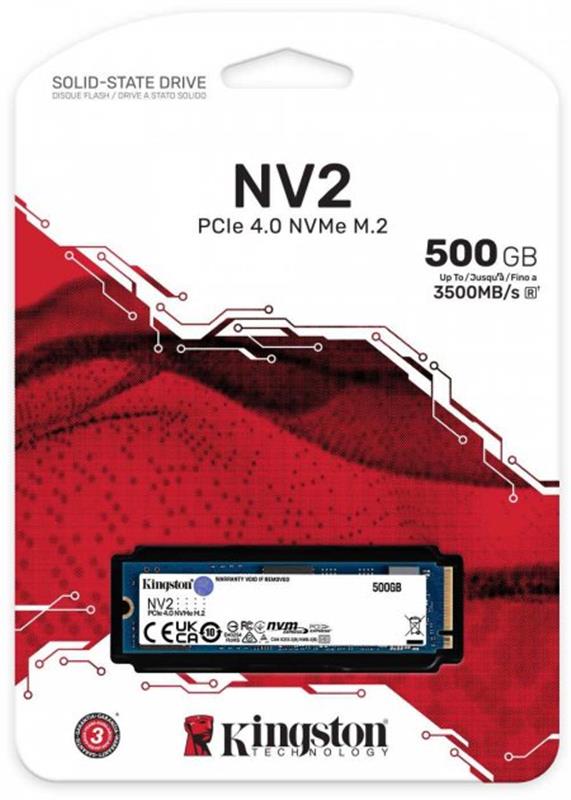 Накопичувач SSD  500GB M.2 NVMe Kingston NV2 M.2 2280 PCIe Gen4.0 x4 (SNV2S/500G)