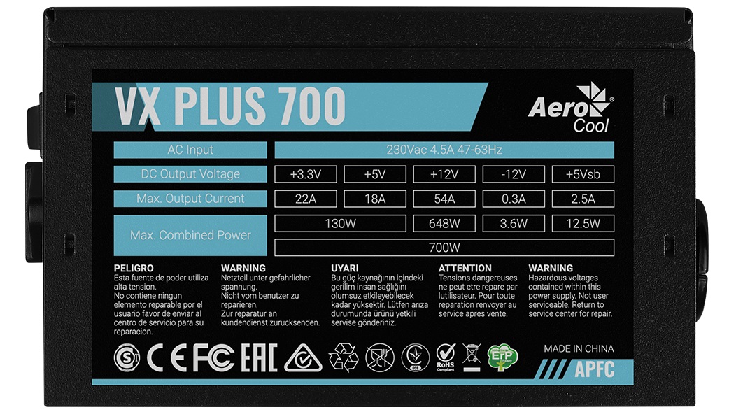 Блок живлення AeroCool VX Plus 700 (ACPN-VS70AEY.11) 700W