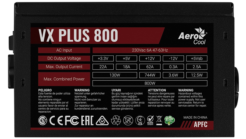 Блок живлення AeroCool VX Plus 800 (ACPN-VS80AEY.11) 800W