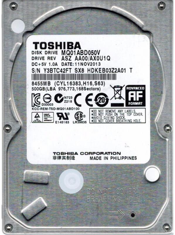 Накопичувач HDD 2.5" SATA  500GB Toshiba 5400rpm 8MB (MQ01ABD050V) Refurbished