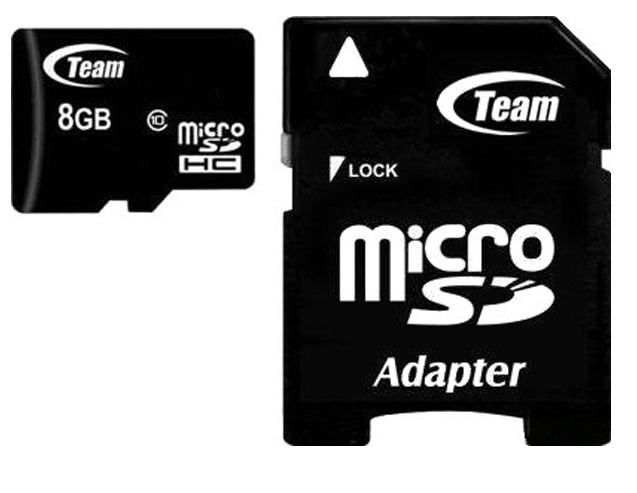 Карта пам`ятi MicroSDHC 8GB Class 10 Team + SD-adapter (TUSDH8GCL1003)-