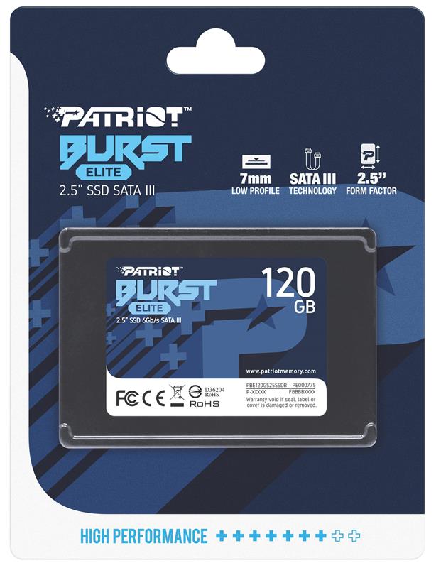 Накопичувач SSD  120GB Patriot Burst Elite 2.5" SATAIII TLC (PBE120GS25SSDR)