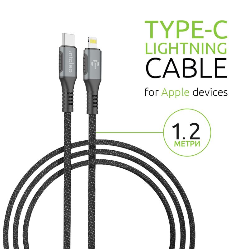 Кабель Intaleo CBGPD30WTL1 USB Type-C - Lightning (M/M), 1.2 м, Grey (1283126518089)