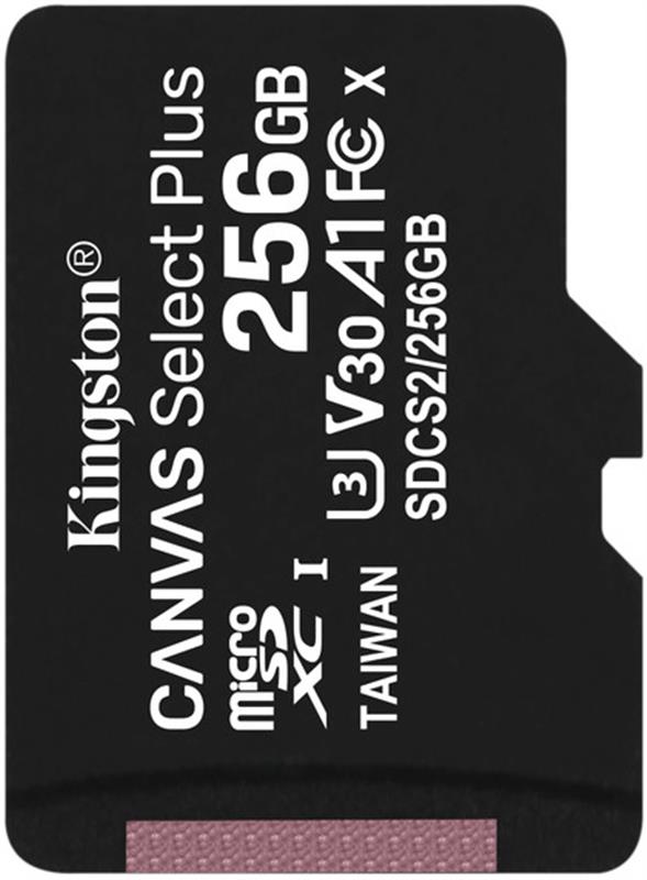 Карта пам`яті MicroSDXC 256GB UHS-I/U3 Class 10 Kingston Canvas Select Plus R100/W85MB/s (SDCS2/256GBSP)