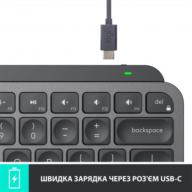 Клавіатура бездротова Logitech MX Keys Mini Wireless Illuminated Graphite (920-010498)