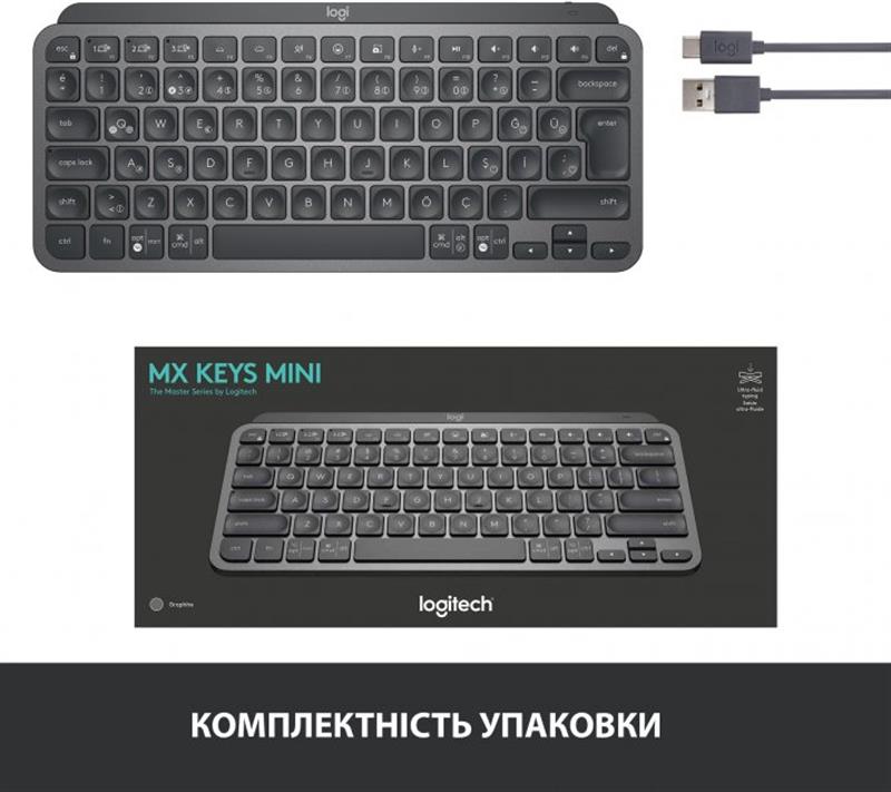 Клавіатура бездротова Logitech MX Keys Mini Wireless Illuminated Graphite (920-010498)