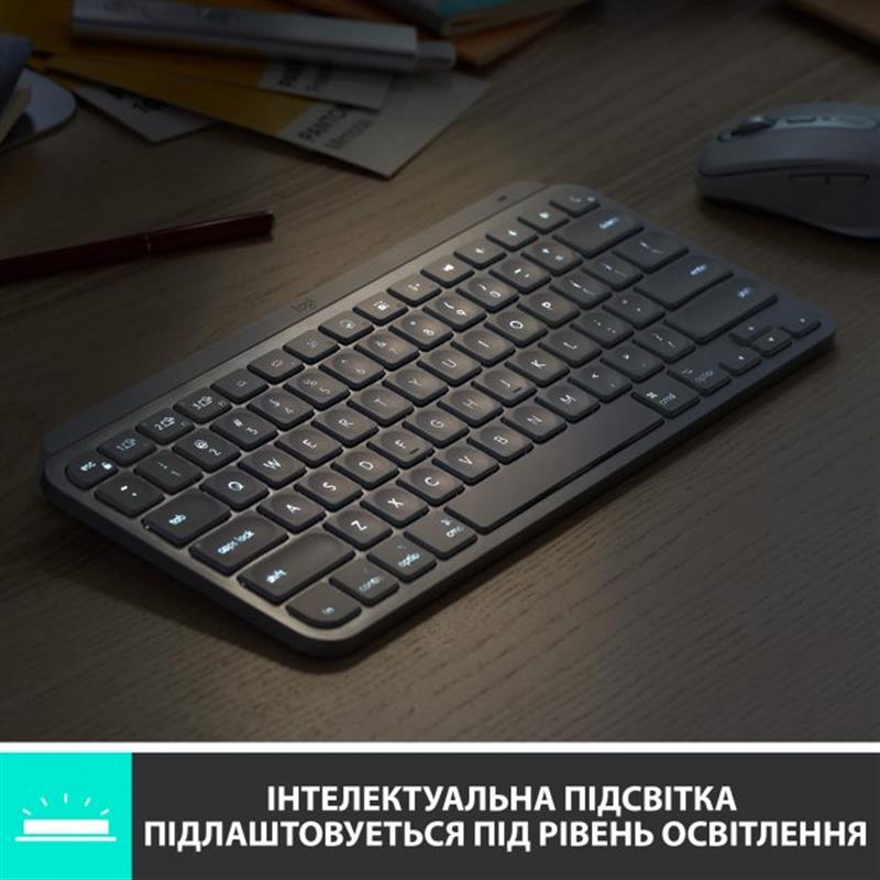 Клавіатура бездротова Logitech MX Keys Mini Wireless Illuminated UA Pale Gray (920-010499)