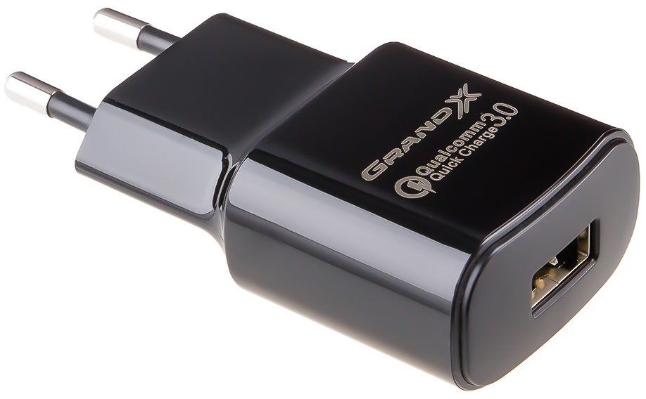 Мережевий зарядний пристрій Grand-X Quick Charge 3.0 (1xUSB 1.5-3A) Black (CH-550B)