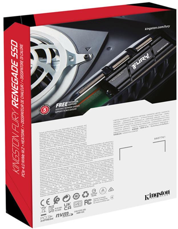 Накопичувач SSD 2TB Kingston Fury Renegade with Heatsink M.2 2280 PCIe 4.0 x4 NVMe 3D TLC (SFYRDK/2000G)