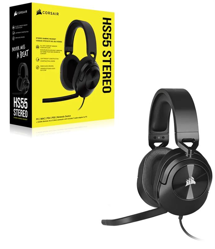 Гарнiтура Corsair HS55 Stereo Headset Carbon (CA-9011260-EU)