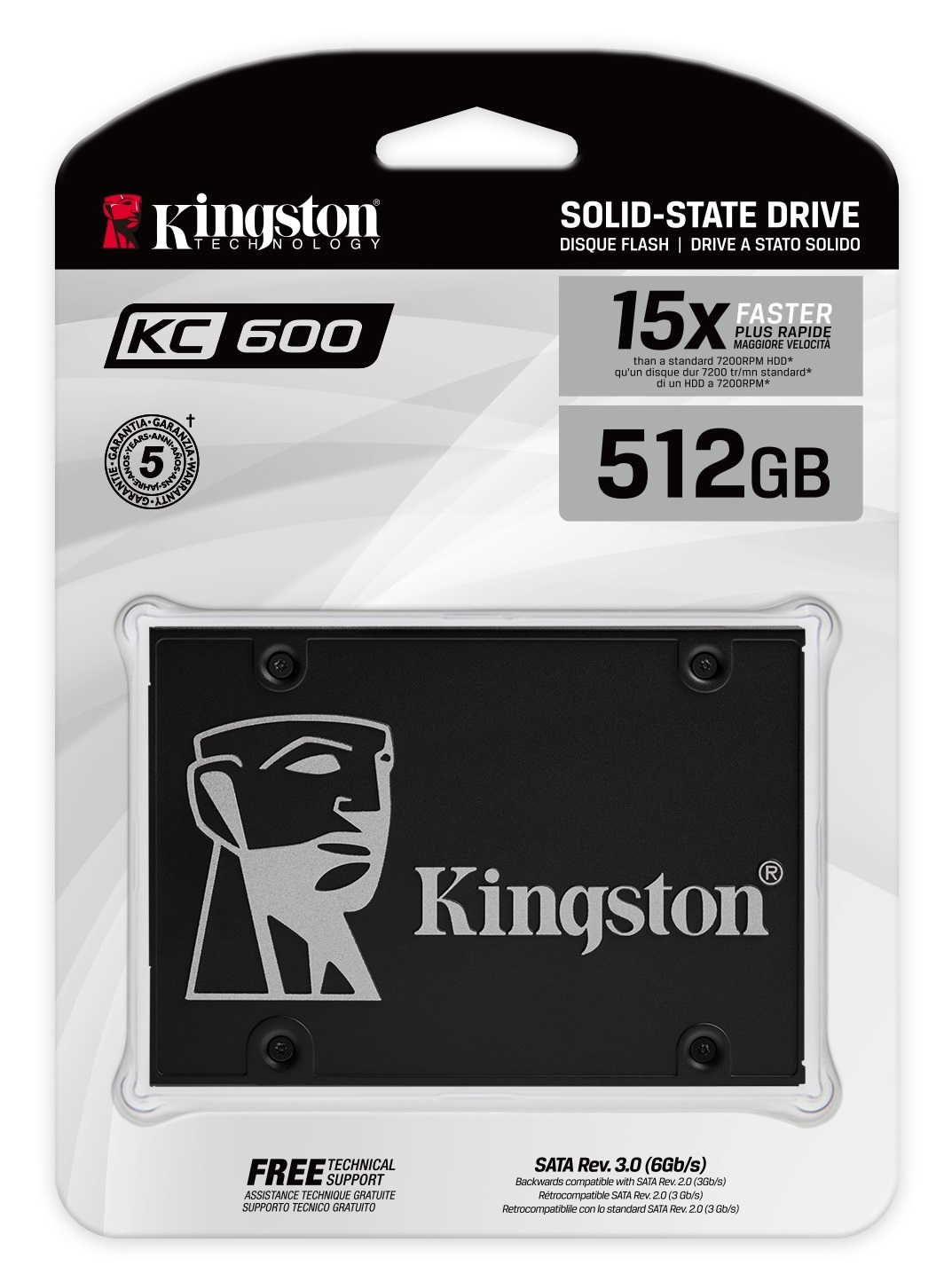 Накопичувач SSD  512GB Kingston KC600 2.5" SATAIII 3D TLC (SKC600/512G)