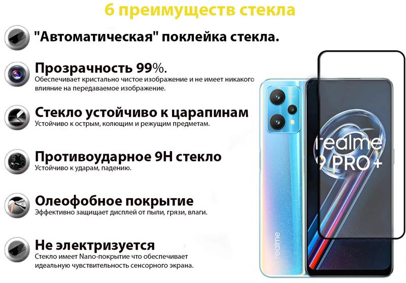 Захисне скло BeCover для Realme 9 Pro Plus Black (707879)