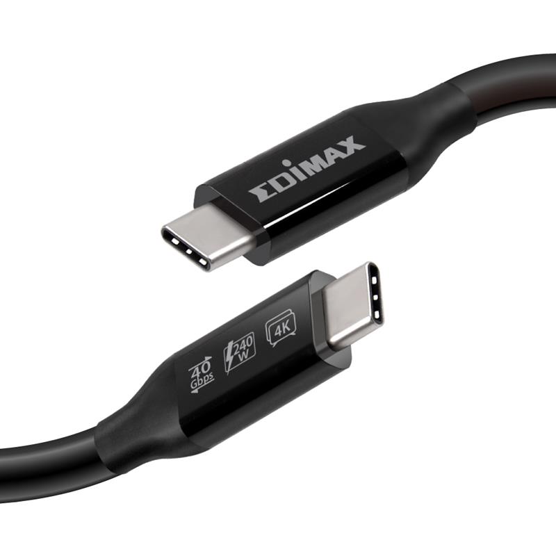 Кабель Edimax UC4 USB Type-C - USB Type-C (M/M), Thunderbolt 3, 0.5 м, Black (UC4-005TB)