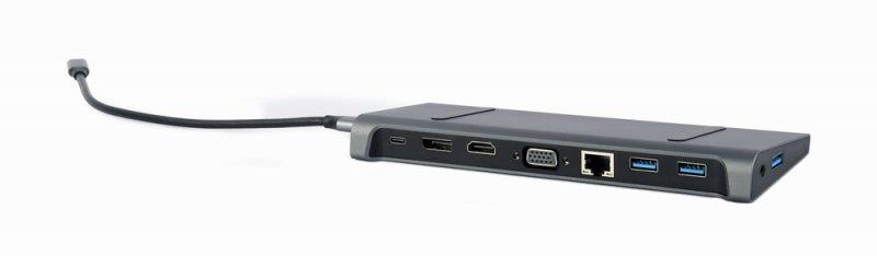 Док-станція Cablexpert USB-C 9-в-1 (A-CM-COMBO9-02) USB-хаб + HDMI/VGA/PD/LAN/3.5-мм аудіо