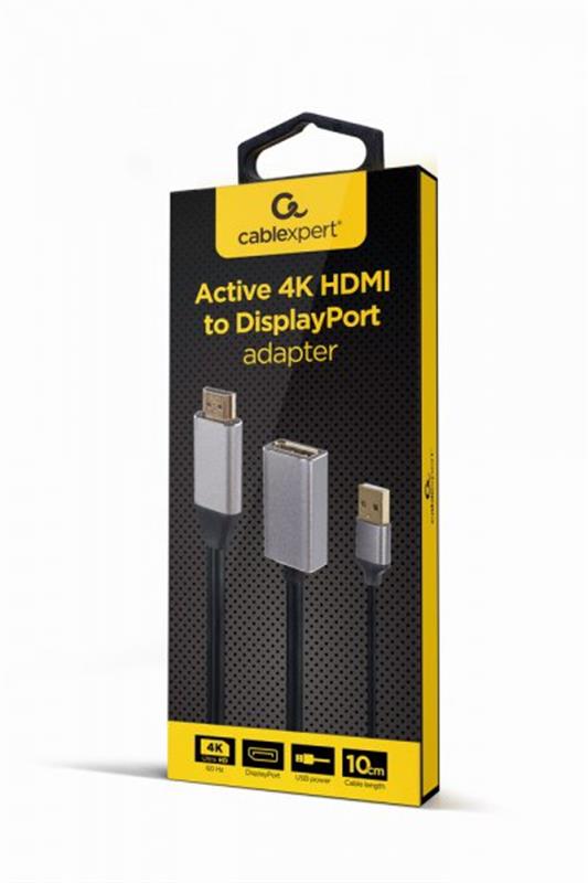 Адаптер Cablexpert HDMI - DisplayPort (M/F), 0.1 м, Black/Grey (A-HDMIM-DPF-02)